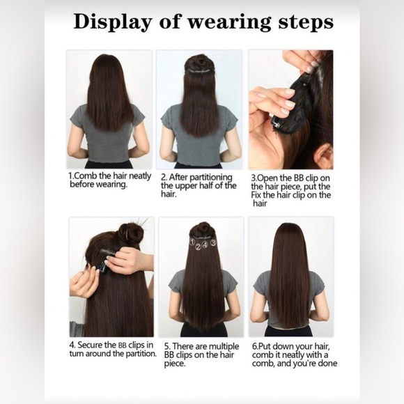 Human hair blend Clip in hair Extensions long hair Blonde & Brown - Picture 8 of 9